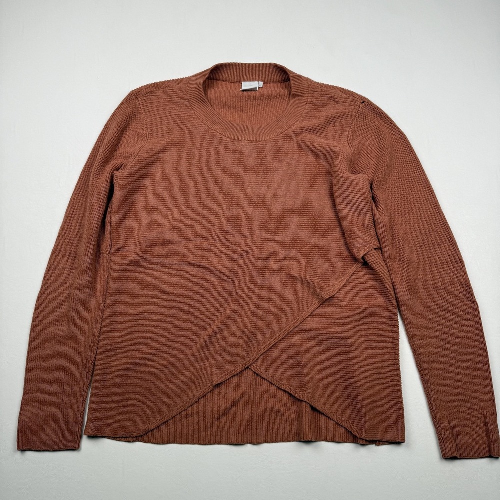 ICHI Sweater Womens XL Brown Asymmetric Ribbed Pullover Layered Knit Casual XL